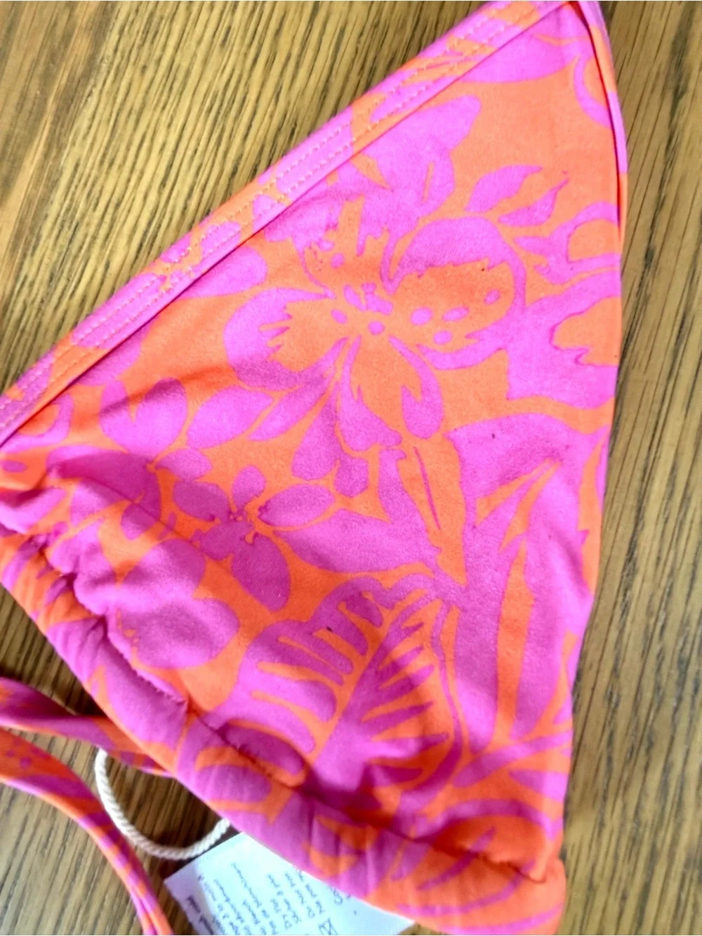 L*Space Aspen Bikini Top Pink Orange Floral Print Triangle Size M